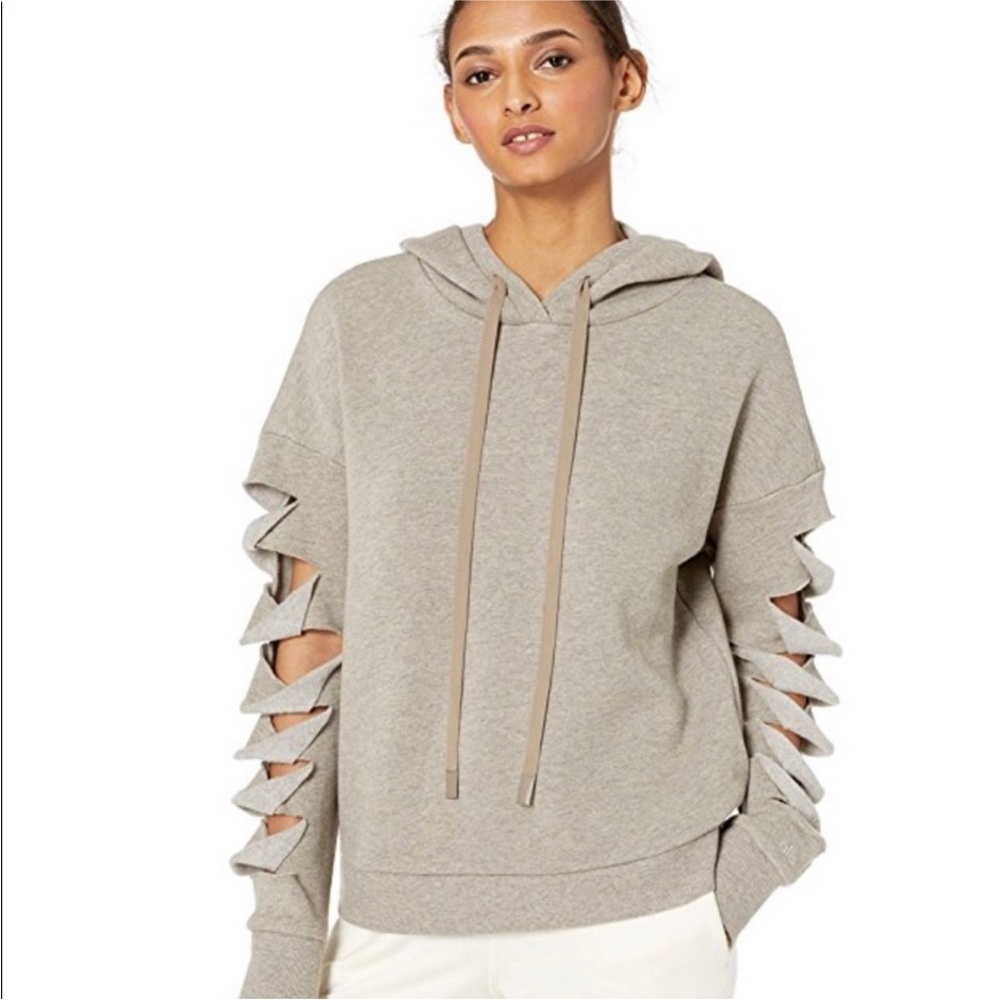 ALO Yoga Slay Hoodie‎ Slash Sleeve Cropped Athleisure Size XS